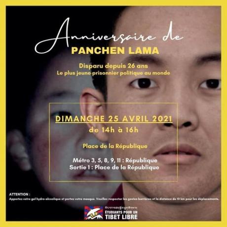 A 14h, à République, rassemblement pour les 32 ans du Panchen-Lama