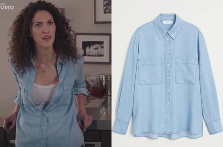 DEMAIN NOUS APPARTIENT : la chemise bleue à larges poches de Clémentine dans l’épisode 913