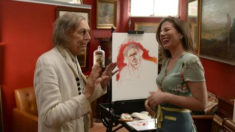Meg Brown avec Barry Otto alors que la peinture commençait à prendre forme.