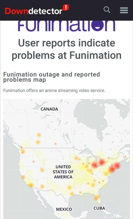 Funimation signale des pannes importantes la nuit dernière Panne de funimation en Amérique du Nord