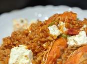 Orzo crevettes, tomate feta marinée. with Shrimp, Tomato, Marinated Feta