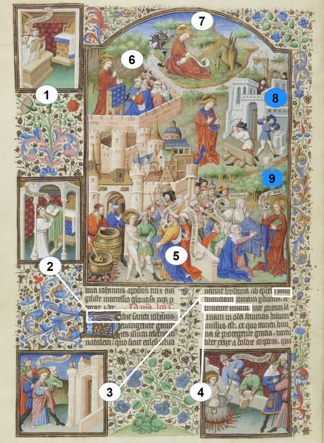 Maitre de Bedford (atelier), 1424-1435, Breviaire de Salisbury, pour le duc de Bedford BNF Lat 17294 fol 455v Saint Jean gallica schema