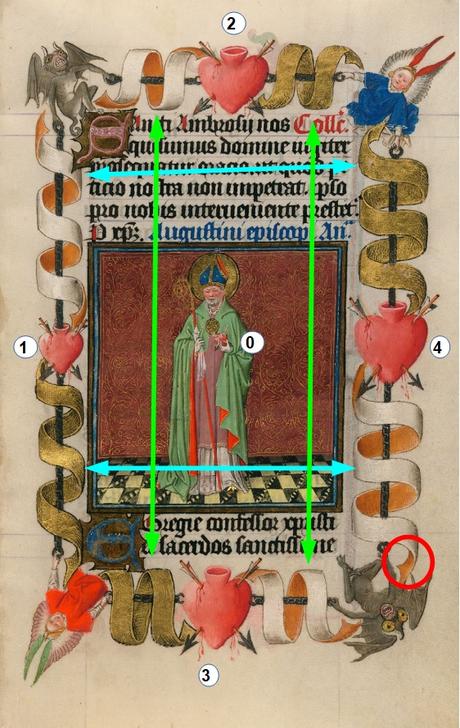 Heures de Catherine de Cleves ca. 1440 Morgan MS M.917-945, pp. 245 St Augustin schema