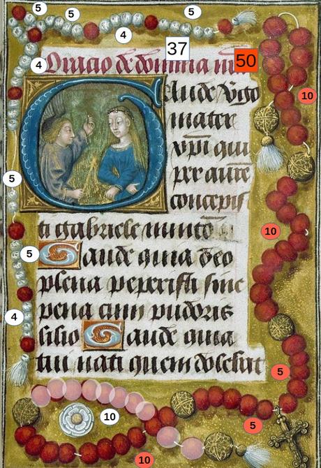 1480-90 Hours of Duke Adolph of Cleves, Initial G with the Annunciation, Walters Manuscript W.439, fol. 40 schema