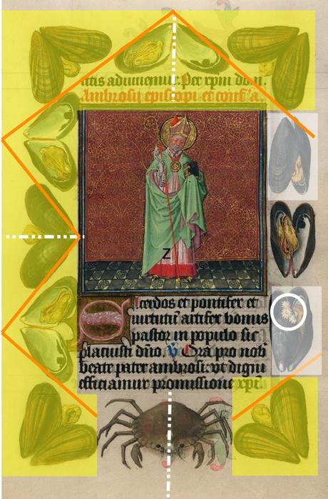 Heures de Catherine de Cleves ca. 1440 Morgan MS M.917-945, pp. 244 St Ambroise schema