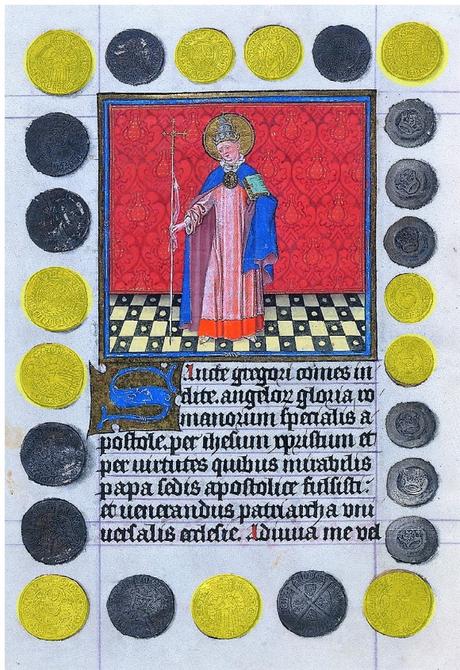 Heures de Catherine de Cleves ca. 1440 Morgan MS M.917-945, pp. 240-41 St Gregoire le Grand schema2