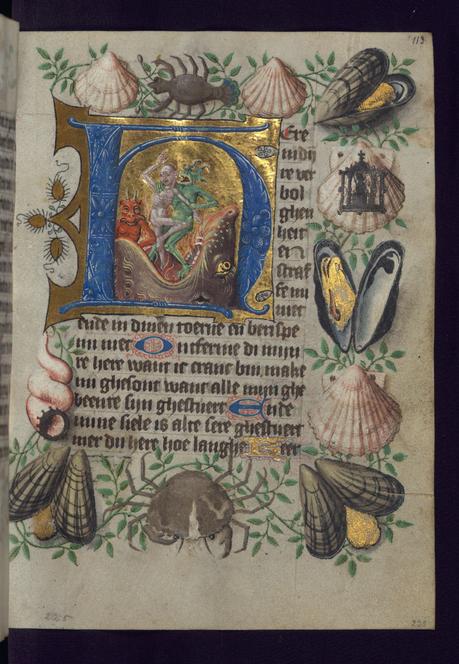 1450 ca Van Alphen Hours, Initial H with Souls cast into Hellmouth, Walters Manuscript W.782, fol. 113r