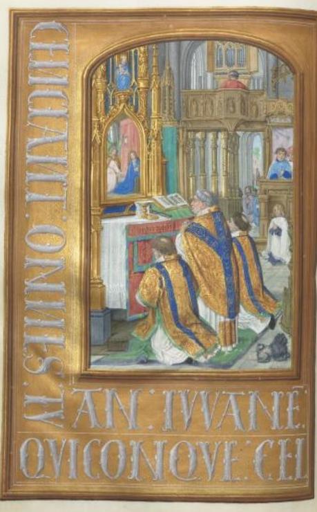 1500 ca Master of the First Prayerbook of MaximillianHours of Queen Isabella the Catholic, Cleveland Museum of Arts, Fol. 87v, Celebration of the Mass