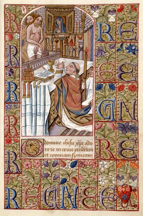 1485-1500 Vision of St. Gregory, Heures a L'usage de Chartres Huntington Library HM 01150 ,f. 161, San Marino, California