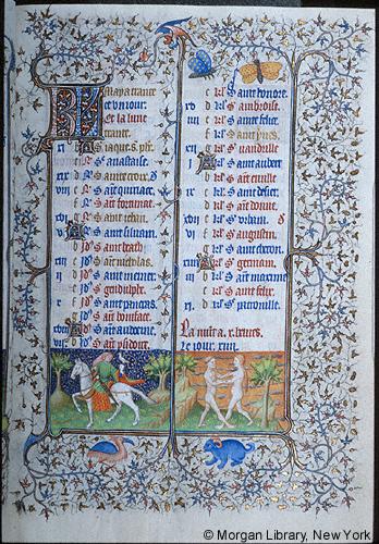 1420-25 Book of Hours Paris Morgan Library MS M.1004 fol. 3r Mai