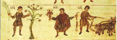 818 ca Monatsbild-Zyklus der Salzburger Handschrift Wien, Osterreichische Nationalbibliothek; Codex 387, fol. 90
