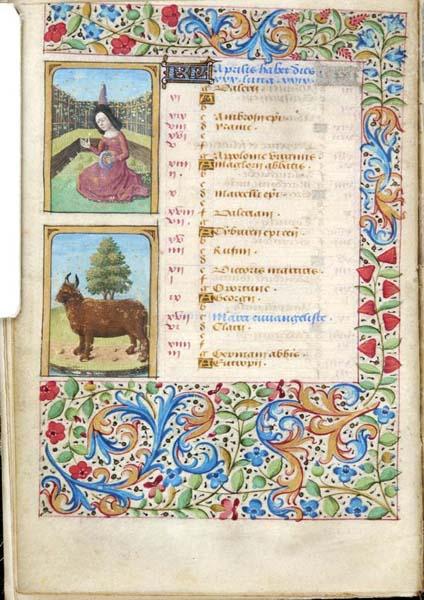 1470 ca Book of Hours Paris Morgan Library MS M.73 fol. 2v Avril