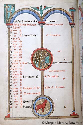 1225-50 Gradual, Sequentiary, and Sacramentary Weingarten Morgan Library MS M.711 fol. 3v Avril