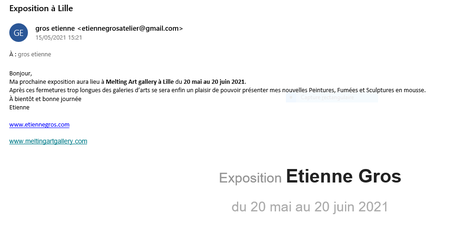 Exposition Etienne GROS à Lille -20 Mai au 20 Juin 2021 -Melting Art Gallery