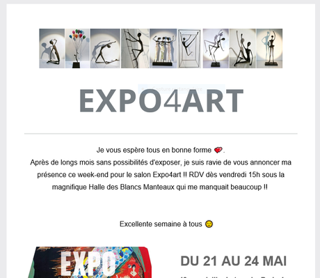 EXPO4aRT  Halle des Blancs Manteaux et des œuvres de Camille Jacobs 21 au 24 Mai 2021