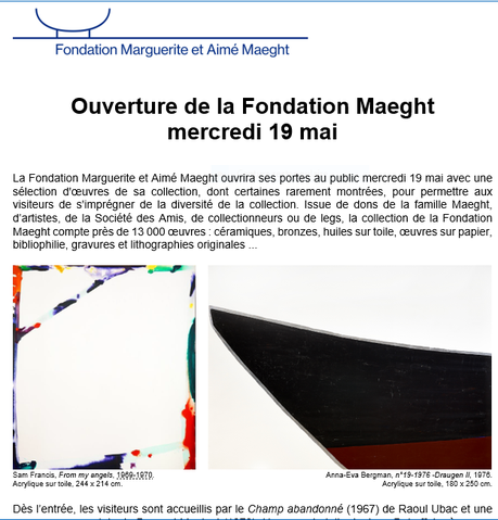 Fondation Marguerite et Aimé MAEGHT ouverture le 19 Mai 2021