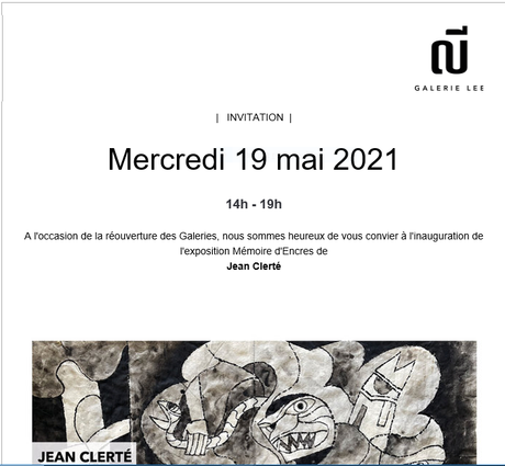 Galerie LEE  exposition Jean Clerté à partir du 19 Mai 2021