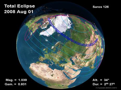 Total sun eclipse, august 1st 2008