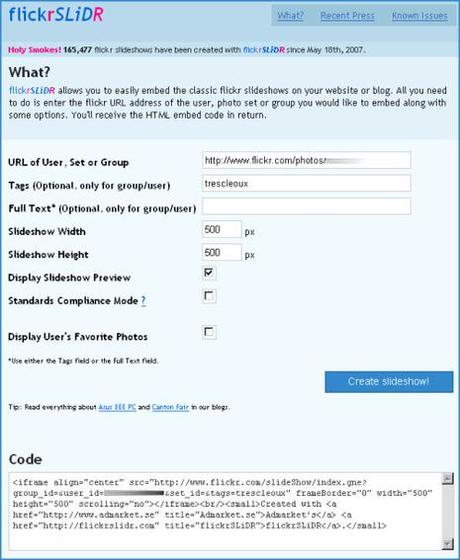 flickrSLiDR, diaporamas pour photos Flickr flickrSLiDR, diaporamas pour photos Flickr