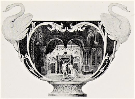 Schale als Geschenk von König Ludwig II. an Wagner —  Otto Wustlich / Leopold Rottmann — Coupe peinte, un cadeau du roi Louis II à Wagner