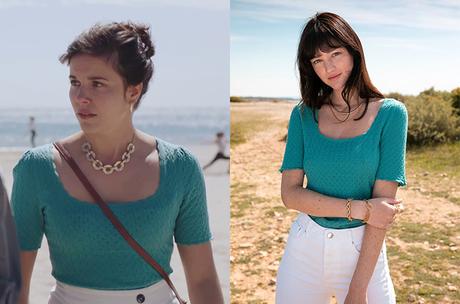 DEMAIN NOUS APPARTIENT : le petit pull bleu canard de Roxane dans l’épisode 935