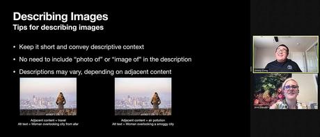 Au service de divers utilisateurs de la technologie numérique Capture d'écran de la diapositive Conseils pour décrire les images.