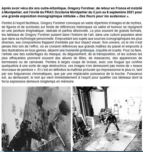 FRAC Occitanie Montpellier « Gregory Forstner – Des fleurs pour les audacieux-