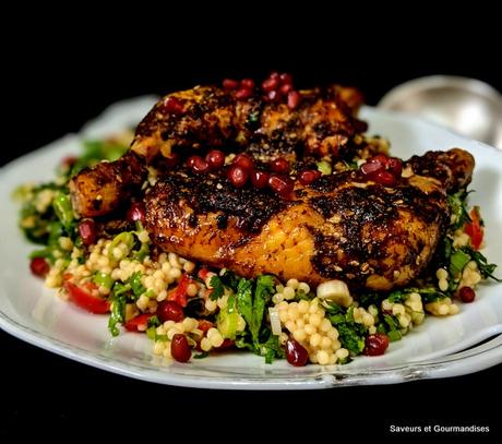 Poulet za'atar et taboulé maftoul.