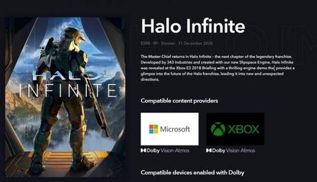 Halo Infinite devrait bénéficier du Dolby Vision et Dolby Atmos