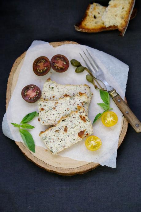 Terrine de poulet , équilibrée, light , rapide , quinoa , basilic , tomates séchées