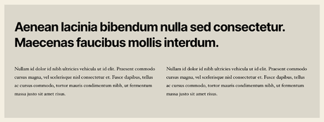 capture d'écran d'un exemple de section de page Web à une seule colonne