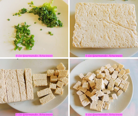 Tofu mariné à l'asiatique sur lit de verdure (Vegan)