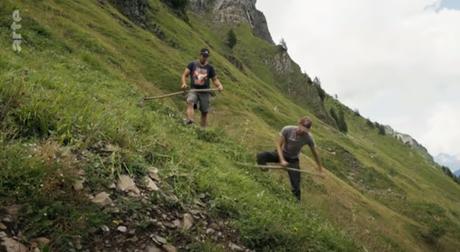 La fauche acrobatique en montagne (vidéo)