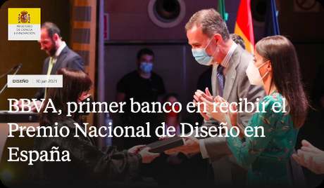 Actualité BBVA BBVA, primer banco en recibir el Premio Nacional de Diseño en España