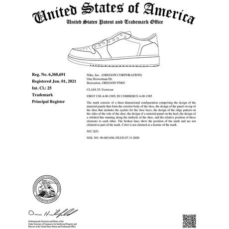 Nike dépose le brevet de sa Air Jordan 1