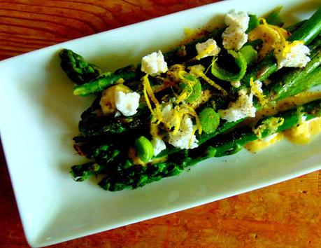 Asperges au citron feta végétal { et crevettes végétales }