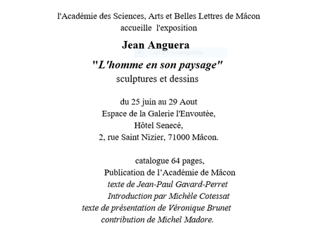 Exposition Jean Anguera à Mâcon « L’homme en son paysage » 25 Juin au 29 Aout 2021
