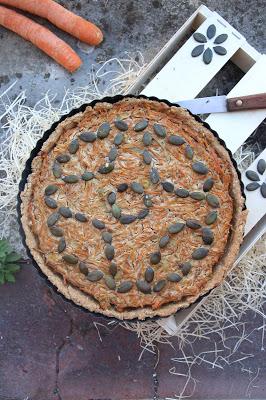 Cuillère et saladier : Quiche carotte-tofu fumé vegan Quiche carotte-tofu fumé