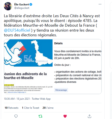 la librairie d’extrême-droite de Nancy est apolitique MAIS. #fachosphere #DLF