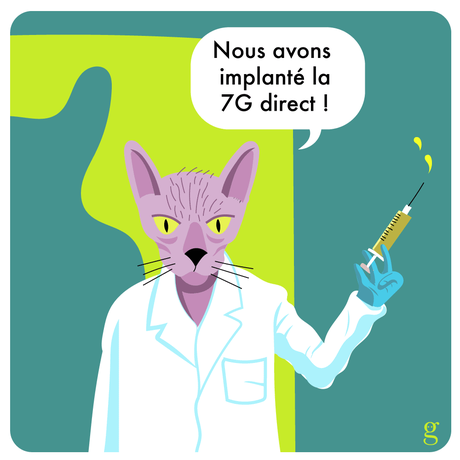 Astra Zenecat et la 5G dans les vaccins ? -dessin humour (strip BD case 4)
