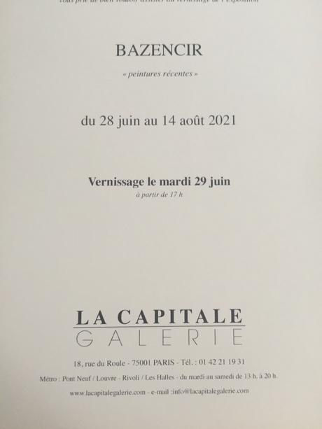 Galerie La Capitale exposition BAZENCIR 28 Juin au 14 Août 2021 Galerie La Capitale exposition BAZENCIR 28 Juin au 14 Août 2021