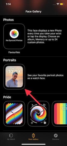 watchOS 8 Portraits cadran de la montre