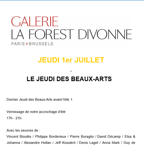 Galerie La Forest Divonne le 1er Juillet 2021