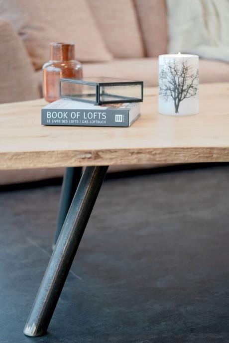 salon style loft sol Gerflor nordic stone table bois brut - blog déco clem