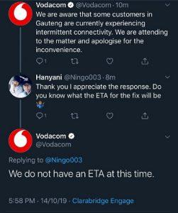Problèmes de connexion Vodacom
