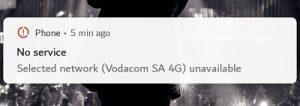 [July 06: Fiber fixed] Vodacom est en panne ?  Utilisateurs signalant un problème de réseau « pas de service »