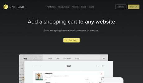 Page d'accueil de Snipcart Page d'accueil de Snipcart