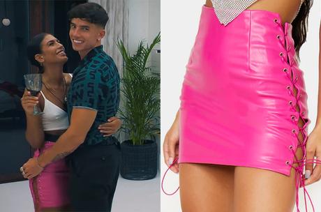 TOO HOT TO HANDLE : Emily’s Pink Faux Leather Lace Up Detail Mini Skirt
