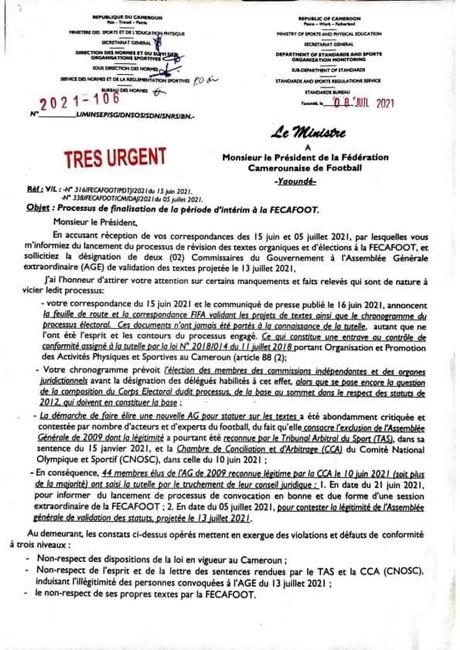 Cameroun – Fecafoot : Le Gouvernement s’oppose à l’équipe de Seidou Njoya et reconnaît l’AG de 2009