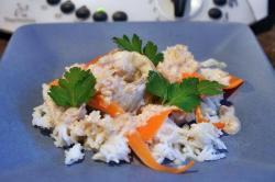 recette du jour: Cabillaud au cidre avec son riz et des tagliatelles de carotte  au thermomix de Vorwerk